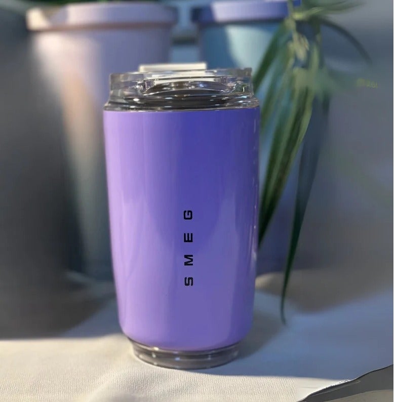 Smeg Travel Coffee Mug, 240ml Insulated Beverage Cup With Leakproof Lid, Long Lasting Coffee Tumbler With Lid, Travel Coffee Thermos - Image 1